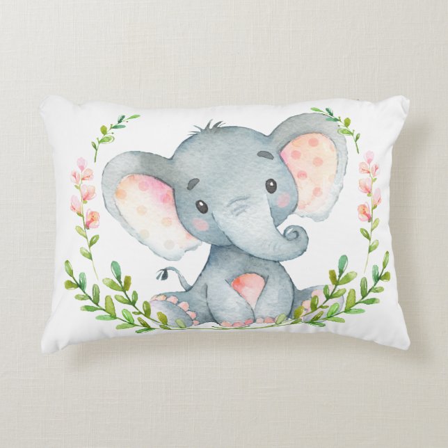 Baby Elephant Nursery Pillow Accent Kussen (Voorkant)