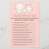Baby Elephant Nursery Rhyme Quiz baby shower game (Voorkant)