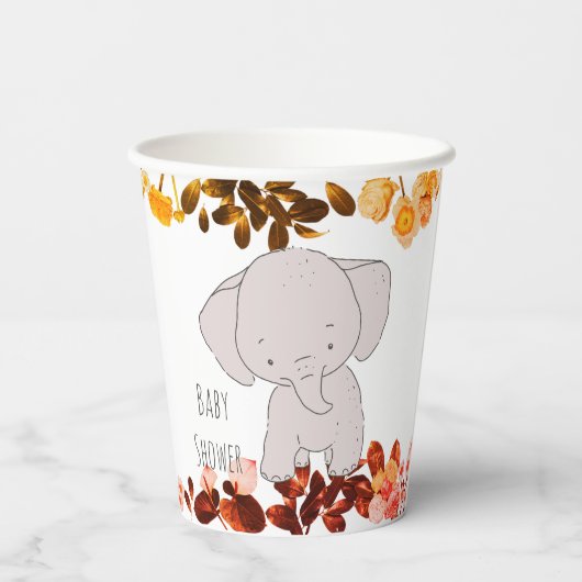 Baby Elephant Papieren Bekers (Achterkant)