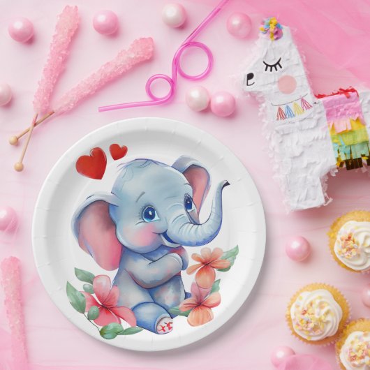 Baby Elephant Papieren Bordje (Feest)