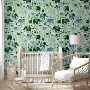 Baby Elephant Pattern 2 Behang