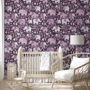 Baby Elephant Pattern 4 Behang