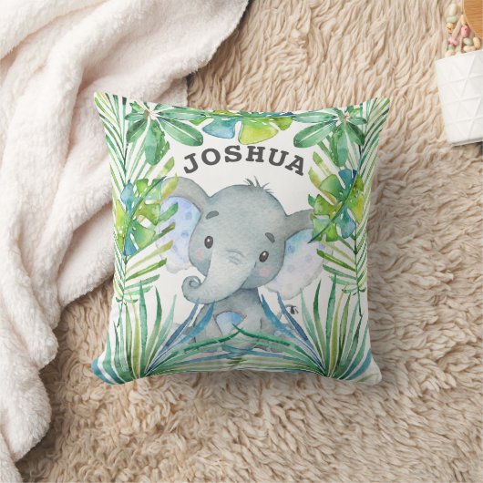 Baby Elephant Personalized Boy Oerwoud Safari Cute Kussen (Deken)