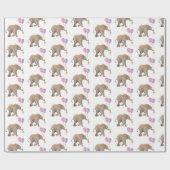 Baby Elephant pink & violet balloon Gift Wrapping Cadeaupapier (Vlak)