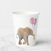 Baby Elephant pink & violet balloon Set x16 Papieren Bekers (Achterkant)
