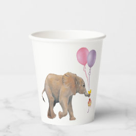 Baby Elephant pink & violet balloon Set x16 Papieren Bekers