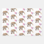 Baby Elephant pink & violet balloon Set x3 Inpakpapier Vel (Voorkant 2)