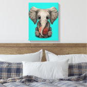 Baby Elephant Playing With Basketball Canvas Afdruk (Insitu (Slaapkamer))