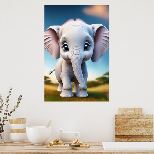 Baby Elephant Poster (Keuken)