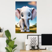 Baby Elephant Poster (Thuiskantoor)