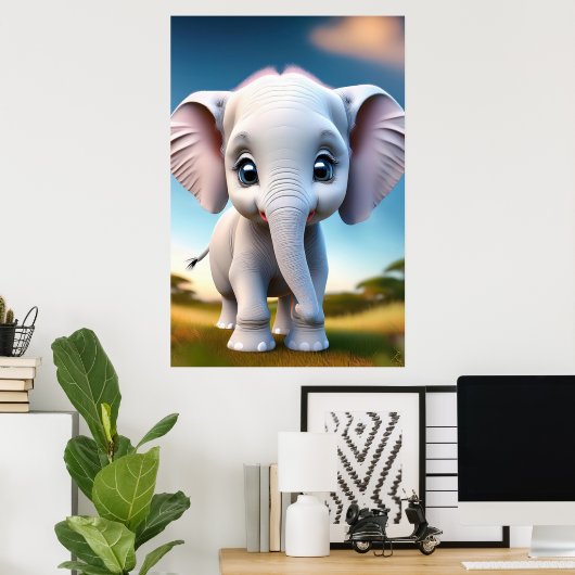 Baby Elephant Poster (Thuiskantoor)