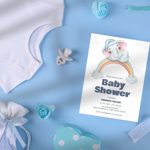 Baby Elephant Rainbow Baby shower Kaart