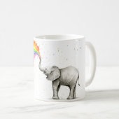 Baby Elephant Rainbow Waterverf Cup Keramische Mok (Voorkant rechts)