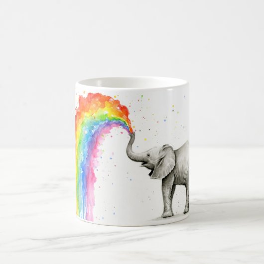Baby Elephant Rainbow Waterverf Cup Keramische Mok (Center)