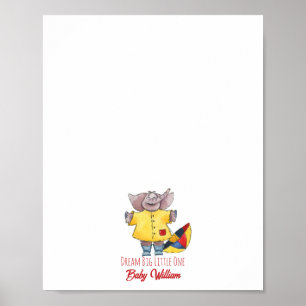Baby Elephant Raincoat Vingerafdruk Gastenboek Poster
