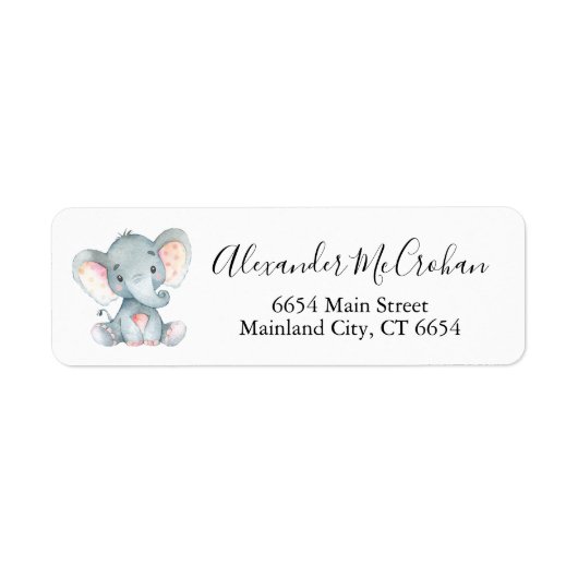 Baby Elephant Return Address Label (Voorkant)