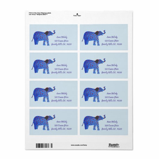 Baby Elephant Return Address Label (Full Sheet)