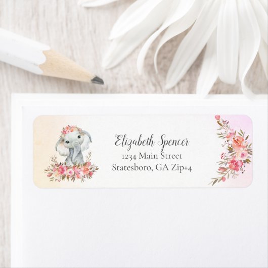 Baby Elephant Return-adres Etiket (Insitu)
