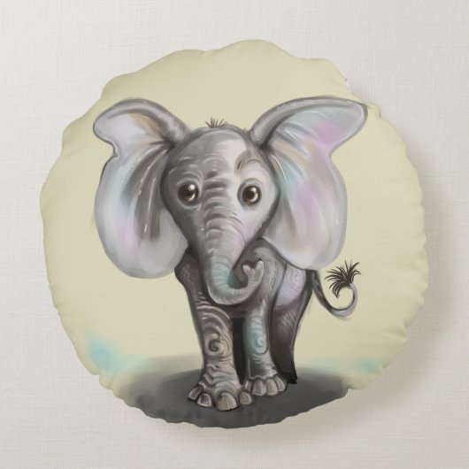 Baby Elephant Rond Kussen (Achterkant)