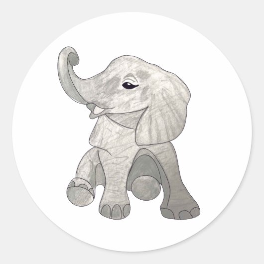 Baby Elephant Ronde Sticker (Voorkant)