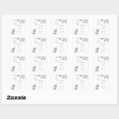 Baby Elephant Roze Baby shower Dank u wel Vierkante Sticker (Vel)