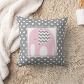 Baby Elephant | Roze en grijze Chevron Polka Dots Kussen (Deken)