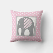 Baby Elephant | Roze en grijze pokkenstaven Kussen (Achterkant)