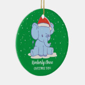 Baby Elephant Santa Kerstmis Snowy Winter Holiday Keramisch Ornament (Rechts)