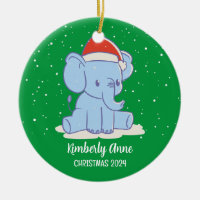 Baby Elephant Santa Kerstmis Snowy Winter Holiday
