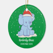 Baby Elephant Santa Kerstmis Snowy Winter Holiday Keramisch Ornament (Links)
