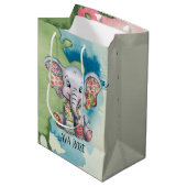 Baby Elephant Sewn Floral Patches Elk Kind Medium Cadeauzakje (Voorkant Gekanteld)