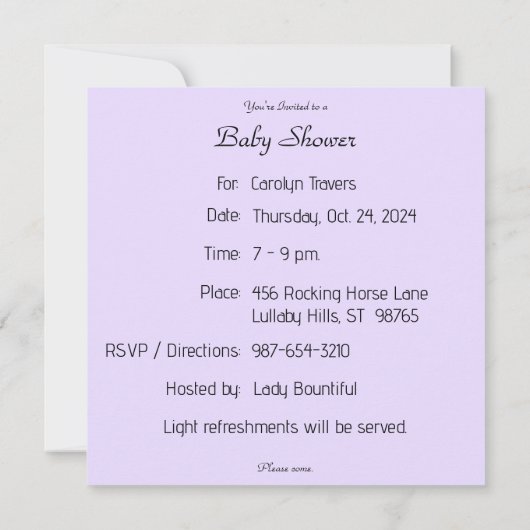 Baby Elephant Shower Invitation (Achterkant)