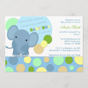 Baby Elephant Shower Invitation Kaart