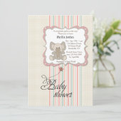 Baby Elephant Shower Invitation Kaart (Staand voorkant)
