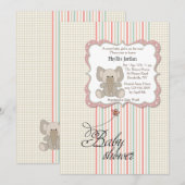 Baby Elephant Shower Invitation Kaart (Voorkant / Achterkant)