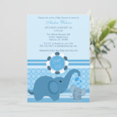 Baby Elephant Shower Invitation Kaart (Staand voorkant)