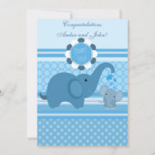 Baby Elephant Shower Invitation Kaart (Achterkant)