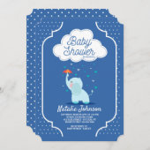 Baby Elephant Shower Invitation Kaart (Voorkant / Achterkant)