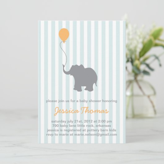 Baby Elephant Shower Invitation Kaart (Staand voorkant)