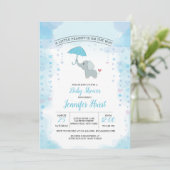 Baby Elephant Shower Invitation Kaart (Staand voorkant)