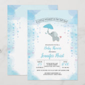 Baby Elephant Shower Invitation Kaart (Voorkant / Achterkant)