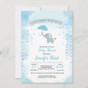 Baby Elephant Shower Invitation Kaart