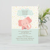 Baby Elephant Shower Invitation Kaart (Staand voorkant)