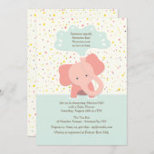 Baby Elephant Shower Invitation Kaart (Voorkant / Achterkant)