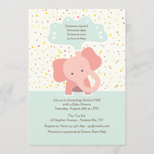 Baby Elephant Shower Invitation Kaart
