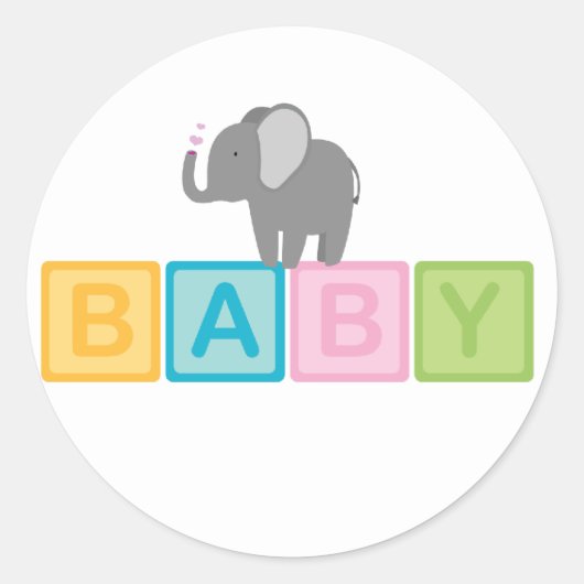 Baby Elephant Shower Ronde Sticker (Voorkant)