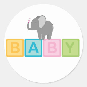 Baby Elephant Shower Ronde Sticker