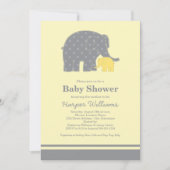 Baby Elephant Shower Yellow and Grey Kaart (Voorkant)