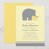 Baby Elephant Shower Yellow and Grey Kaart (Voorkant / Achterkant)