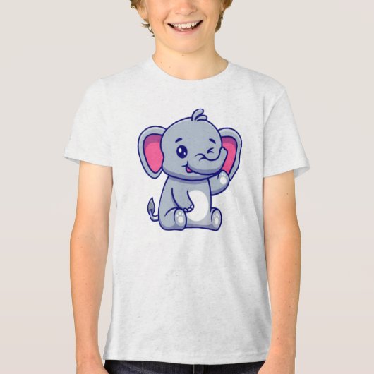 Baby Elephant Sitting Waving Hand-23800 Tri-Blend Shirt (Voorkant)